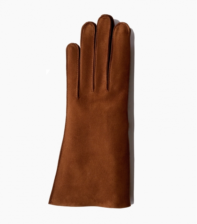 Men full-leather Saumur gloves, chestnutt