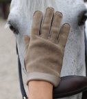 Guibert paris - Gants Saumur d'équitation cuir d'agneau taupe porté
