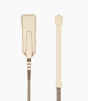 Leather and braided-coton whip, pearl