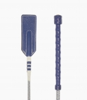 Leather and braided-coton whip, sapphire
