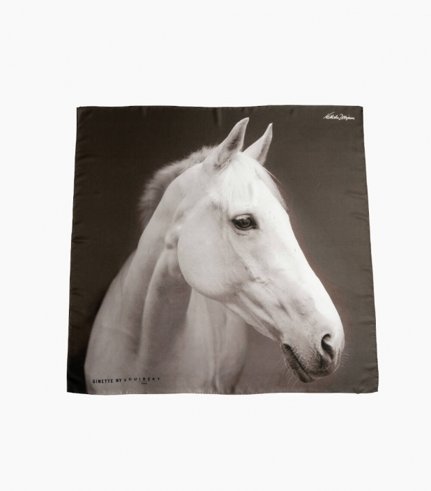 Guibert Paris - White Horse head silk scarf