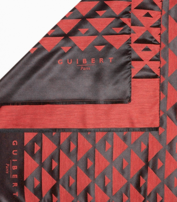 Echarpe Quarter Marker laine & soie,noir & rouge