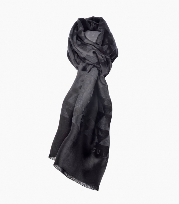 Silk & wool Quarter marker scarf, anthracit