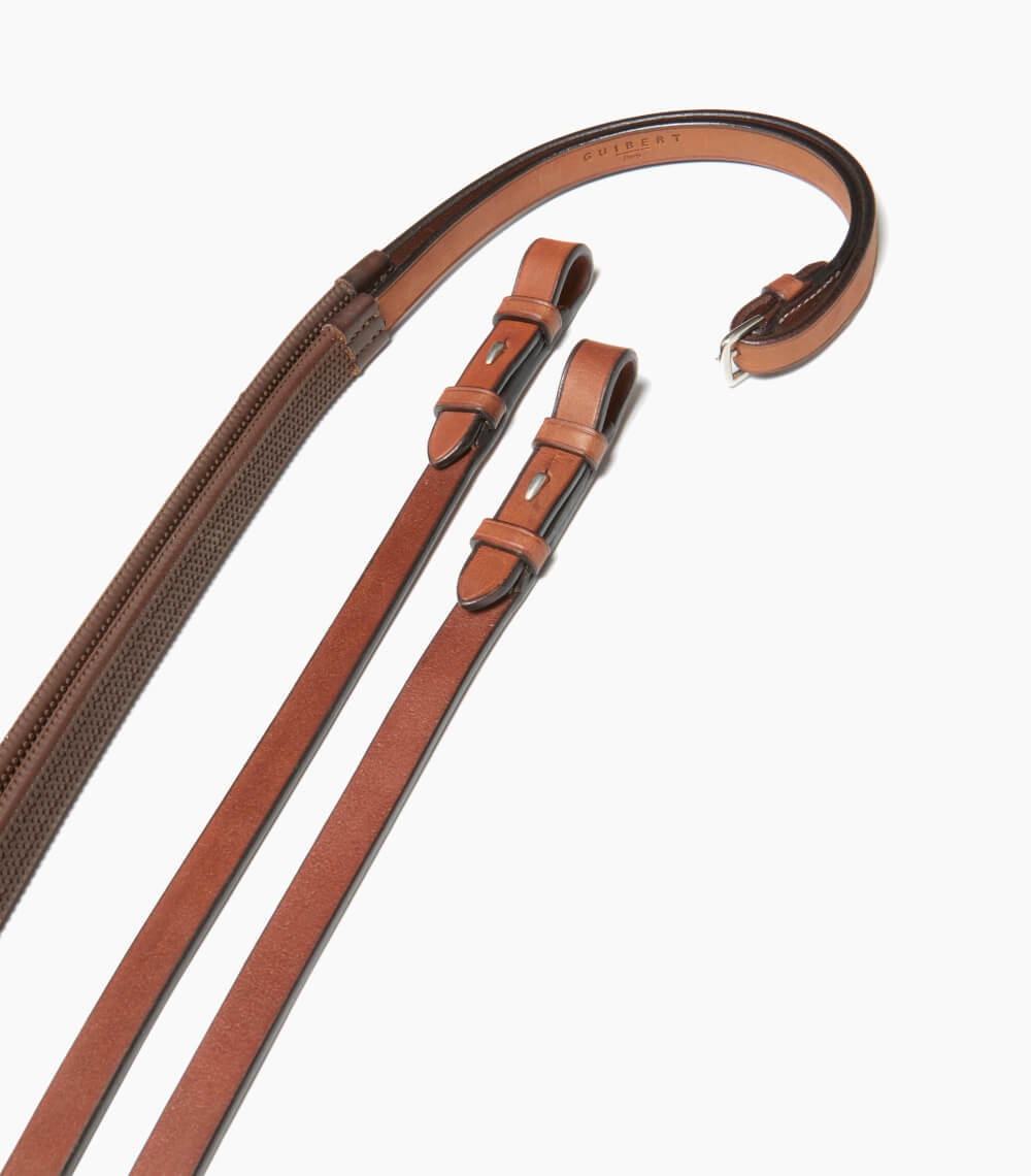 Rênes Latérales En Cuir Avec Beignets Caoutchouc – équitation – Occasion