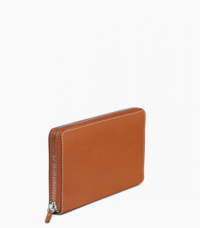 Zipped purse 8 cards gold taurillon leather - Guibert Paris