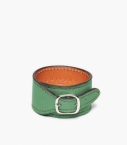 Cuff bracelet taurillon leather, céladon