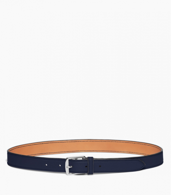 Stirrup buckle belt 30 mm taurillon, sapphire